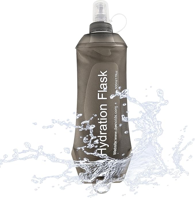 J.CARP 500ml Soft Flask Running Water Bottles, TPU Foldable Running Hydration Flask for Hydration Pack Cycling Hiking Climbing Outdoors Motorbike Dark Grey