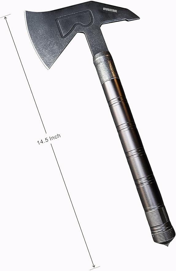 14.5'' Hand-Forged Axe, Aluminum Oxidation Handle Bushcraft Hatchet with Sheath,Survival Axes and Hatchets,Gardening Axes,Wood Chopping Axe, Camping Gears