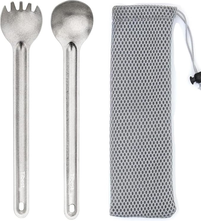Titanium Spork Long Handle, Ultra Lightweight Camping Utensil for Backpacking Camping, Hiking, Outdoors