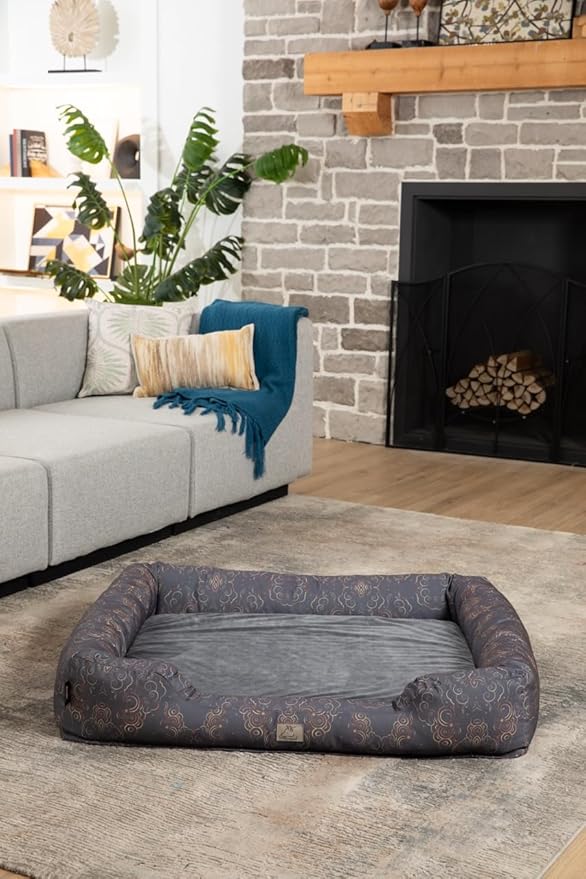 Furry's Paradise Foam Cuddler Waterproof Bolster Pet Bed with Reversible Cushion, Recycled Fibers and Non-Slip Bottom. (in The Clouds, Orthopedic Small)