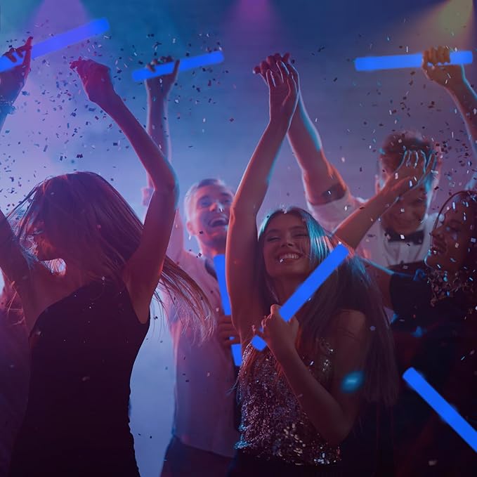 48Pack LED Glow Foam Sticks Bulk,Light Up Glow Sticks with 3 Flashing Modes,Blue Glow Wands Party Pack,Glow In The Dark Party Supplies for Valentines Day,July 4th, Wedding,Birthday,Concert