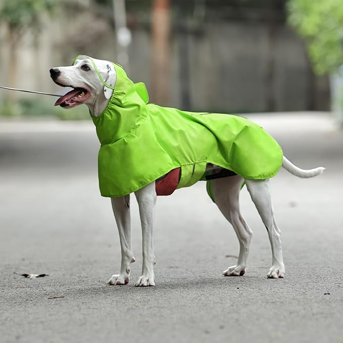 Kuoser Dog Raincoat, Waterproof Dog Jacket with Hood, Reflective Pet Rain Coat for Small Medium Large Dogs, Adjustable Lightweight Puppy Rain Gear for Outdoor Protection & Night Walks