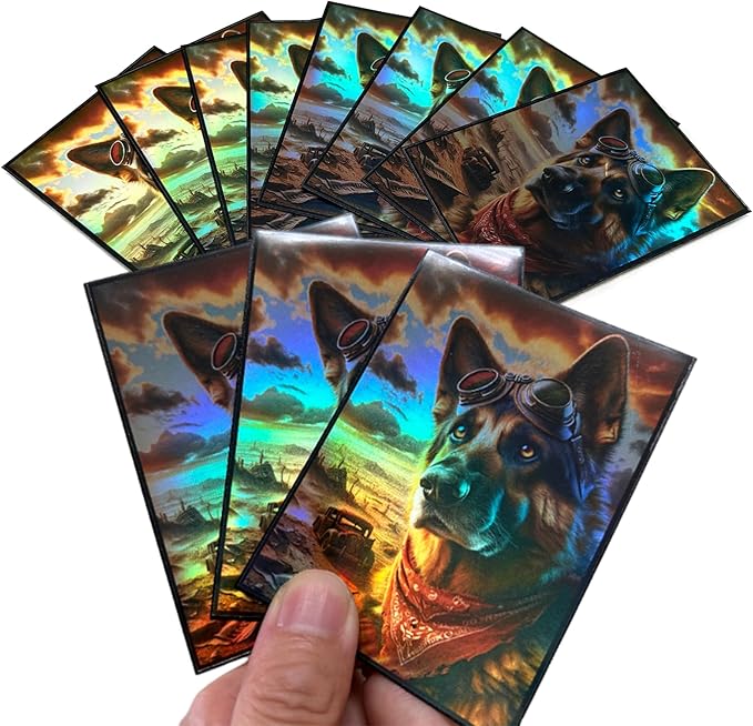 Custom Holographic Card Sleeves, Laser Flashing Shiny Design, Make Your Own Trading Collectible Card Protector, Compatible with Yugioh & Magic The Gathering – MTG, TCG, OCG