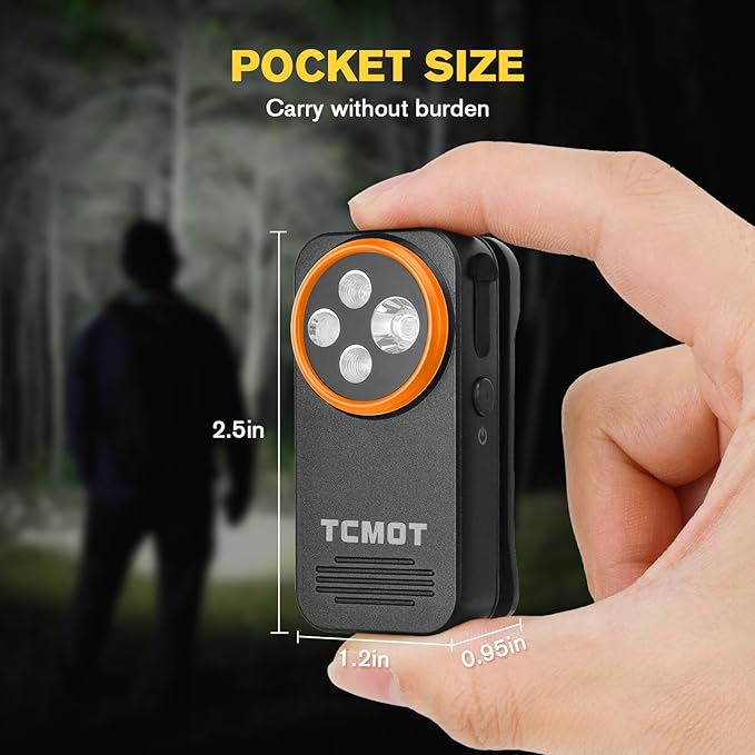 EDC Flashlight Clip-on Light, Rechargeable 600 Lumens with Type-C, IPX6 Waterproof, Portable Mini Magnetic Keychain Flash Lights for Signaling, Cycling, Outdoor or Emergency, Black