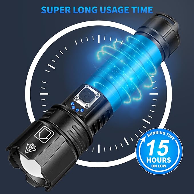 Rechargeable Flashlights High Lumens, 99000 Lumen Super Bright Led Flashlight with 5 Modes & 12H Long Runtime, Powerful Handheld Flash Light for Home Camping, IPX7 Waterproof 2Pack Flashlights