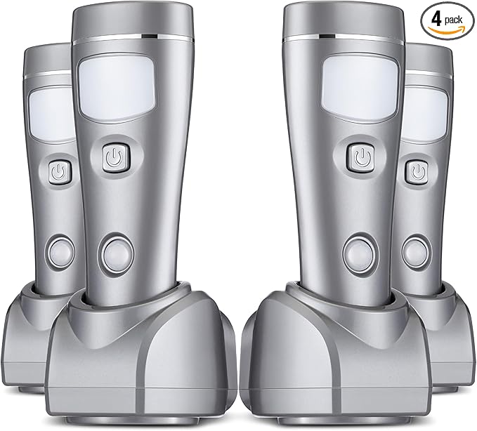 Enhon 4 Pack 4 in 1 LED Emergency Lights for Home Power Failure, Rechargeable Plug in Flashlight Motion Sensor Night Light, Automatic Turn On Power Outage Light for Home Hurricane Supplies