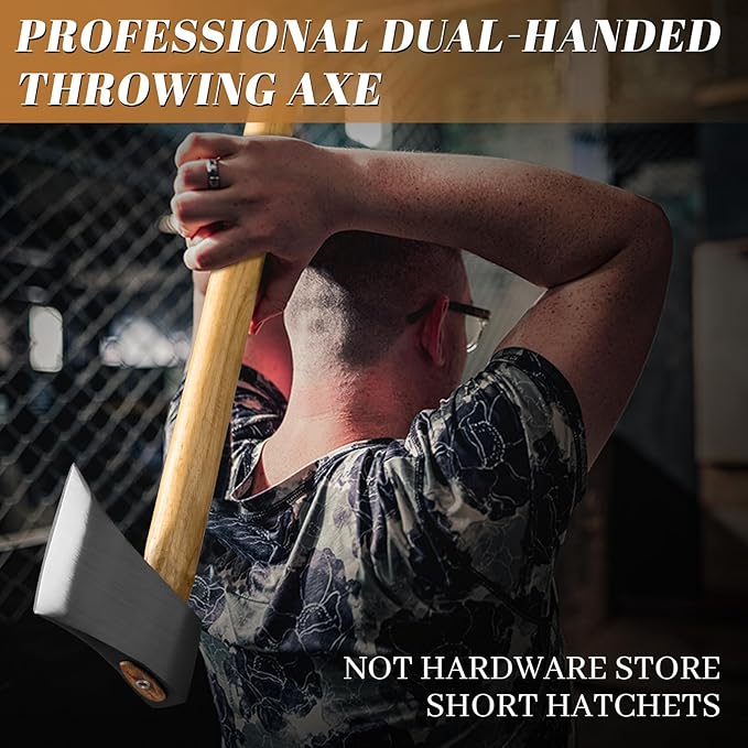 Dream Reach 20.5" Dual-Handed Throwing Axe, Professional Throwing Axes with Wooden Handle, Throwing Hatchet for Adults, Axe Throwing Game