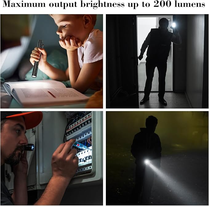 5-Pack Tactical EDC Pen Flashlights, 200LM Mini Pocket-Sized, 3-Mode LED Pen Lights with Belt Clip, Essential Small Flashlights for Outdoor Camping, Emergency Preparedness & DIY Repair