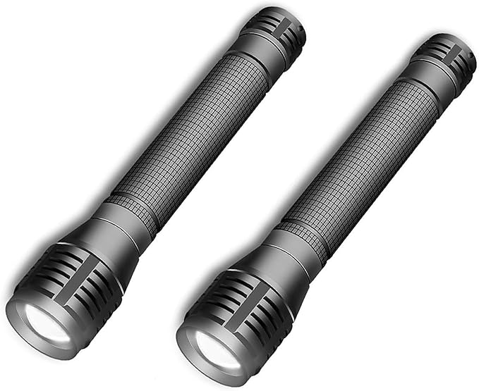 High Lumens Zoomable LED Flashlight, 3 Modes, AA Battery Powered ??Powerful for Camping, Outdoor, and Emergency Use,2-Pack
