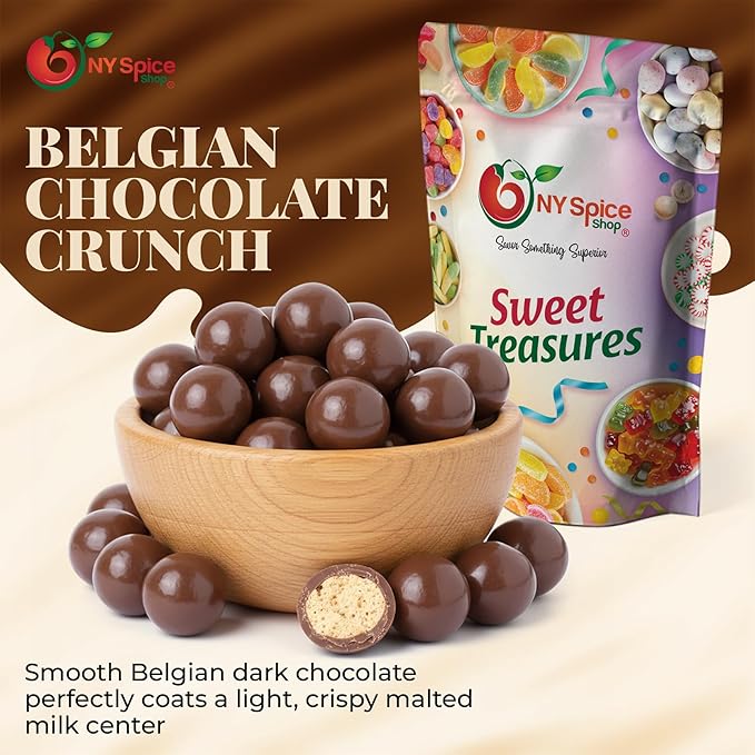 NY Spice Shop Belgian Dark Chocolate Malt Balls Party Decorations - 3 Pound Malted Milk Balls Candy Birthday Gifts - Chocolate Malted Milk Ball - Dark Chocolate Malt Ball Holiday Snacks