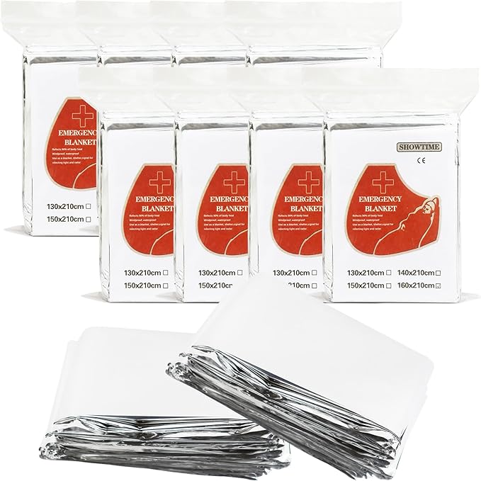Emergency Mylar Thermal Blankets, 8-Pack Space Blankets Survival Mylar Blanket Emergency Kit Perfect for Outdoors, Hiking, Camping Survival, Bug Out Bag, 83" x 63"