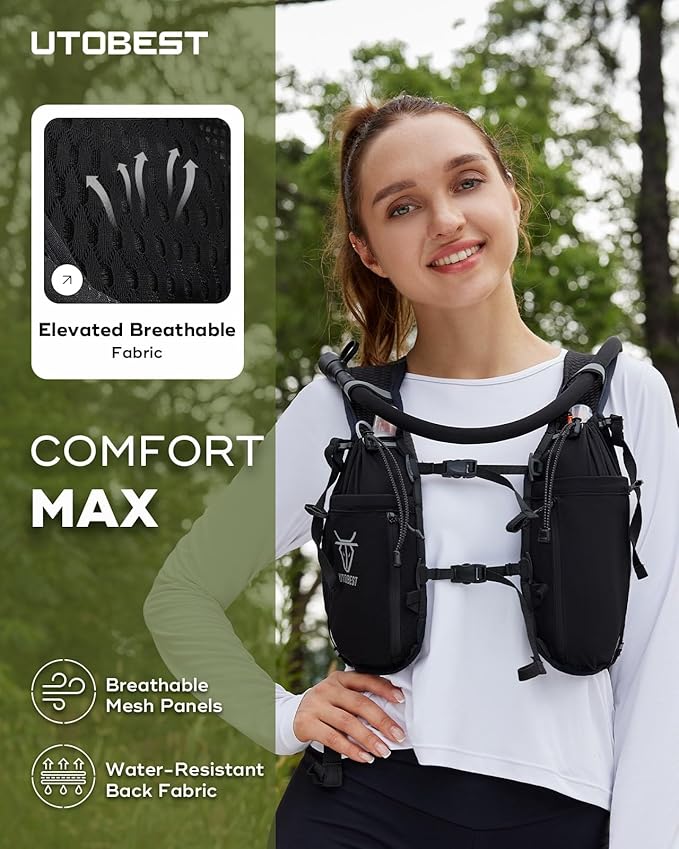 Upgrade Running Hydration Vest 10L, Running Backpack for Women Men Multi-Functional Storage, Adjustable Water Vest for Trail Marathon Race Jogging Cycling