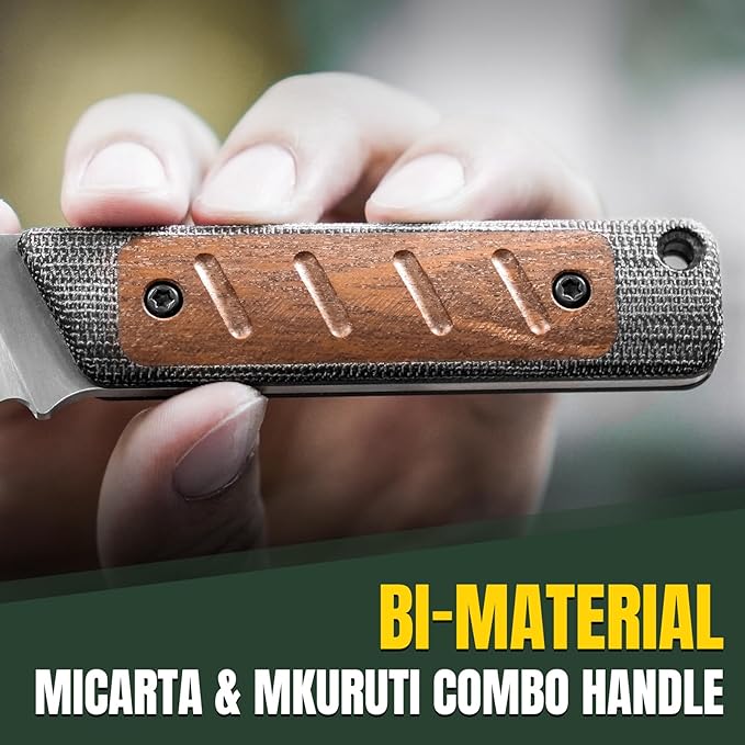 Kizer Smolt Fixed Blade Knife with Sheath, 2.93??154CM Steel Micarta & Mkuruti Handle Fixed blade Knives, Drop Point Fixed Knife Small EDC Knife for Men Women Camping Pocket Knife 1063C1