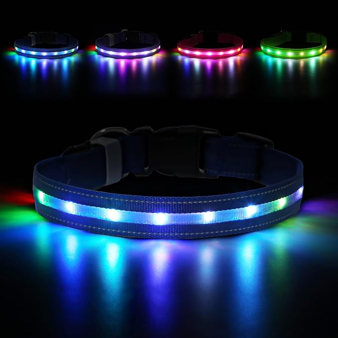 LED Dog Collar, Light Up Dog Collar, USB Rechargeable - Brightest Dog Lights for Night Walking, 6 Light Modes, Adjustable for Dog Safety(Small, Royal Blue)