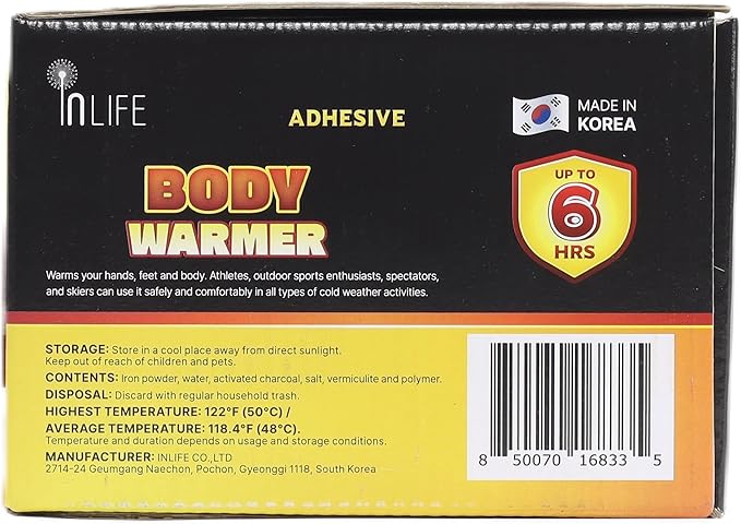 InLife Super Warmer with Adhesive Backing for Toes, All Natural & Safe, Wider Area Covered, Higher Heating 145°F, Air Activated, Easy & Comfort, Steady Longer Lasting, Odorless, 20 Pairs (40 Units)