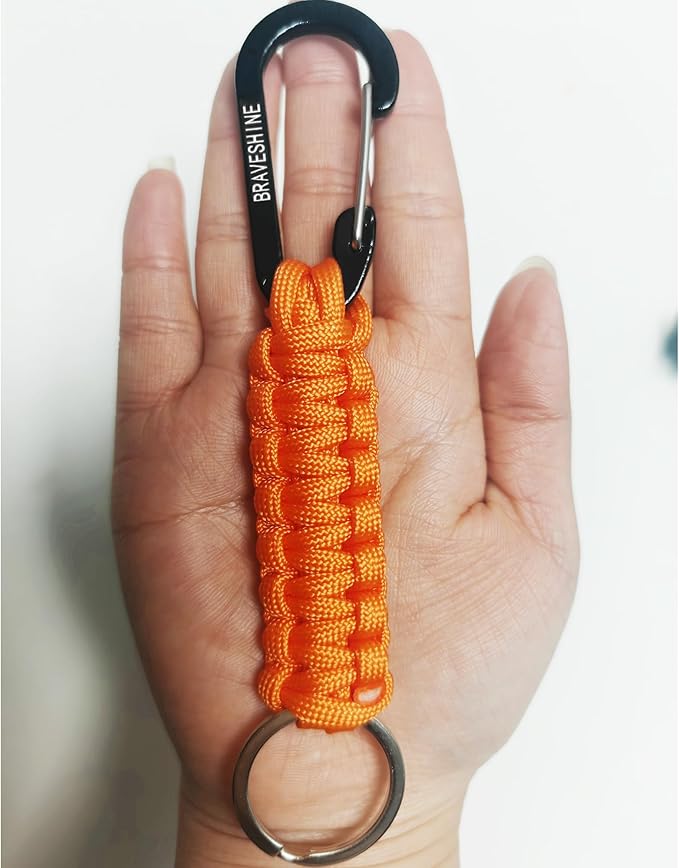 BRAVESHINE Paracord Keychain Carabiner Clip, D Ring Lanyard Hanger Stroller Hook for Water Bottle, Key, Backpacks, Men, Women
