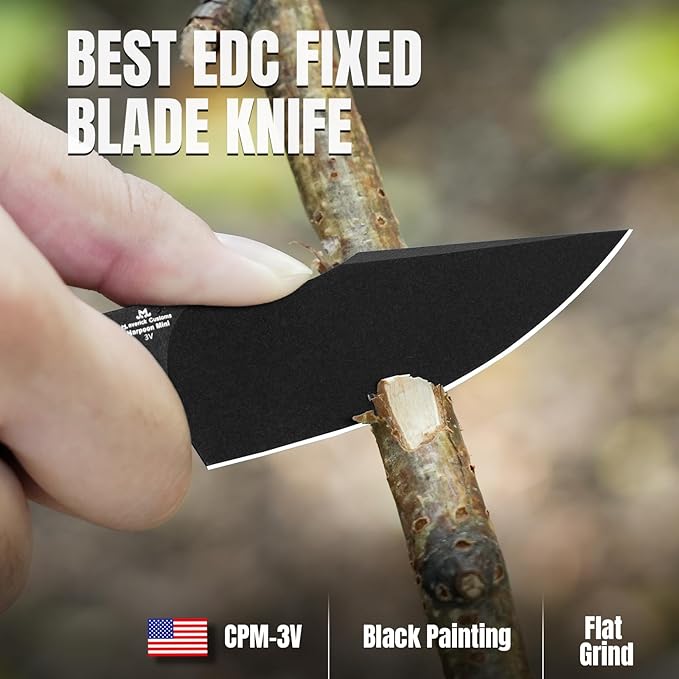 Kizer Mini Harpoon Fixed Blade Knife with Sheath, 3V Blade Hunting Knife with G10 Handle, Camping Fixed Blade Small EDC Knives for Hiking, Survival 1040S6