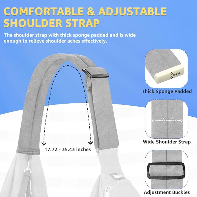 Lukovee Pet Sling, Hand Free Dog Sling Carrier Adjustable Padded Strap Tote Bag, Shoulder Bag with Safety Belt & Front Pocket for Small Dog Cat Puppy (Grey-WY,S)