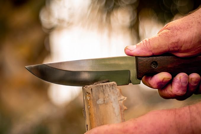 Handmade Bushcraft knife With Leather Sheath | Hunting Knife | Carbon Steel Knife for Hunters | Outdoor Knife With Wood Handle | 10 Inches Full Tang Survival Knife - Camping Knives | HUNT-08