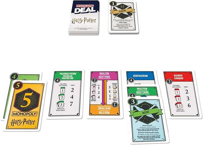 Monopoly Deal: Harry Potter Card Game | Family Games for Kids and Adults | Ages 8 and Up | 2 to 5 Players | 15 mins. | Travel Size