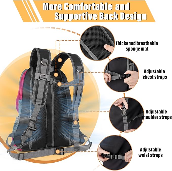YUDODO Dog Front Carrier Backpack, Adjustable Breathable Pet Carrier for Small Dogs, Ventilated Puppy Back Pack with Safety Belt, Lightweight Doggy Backpack for Hiking Outdoor (Rose, M: 4.5-8 lbs)