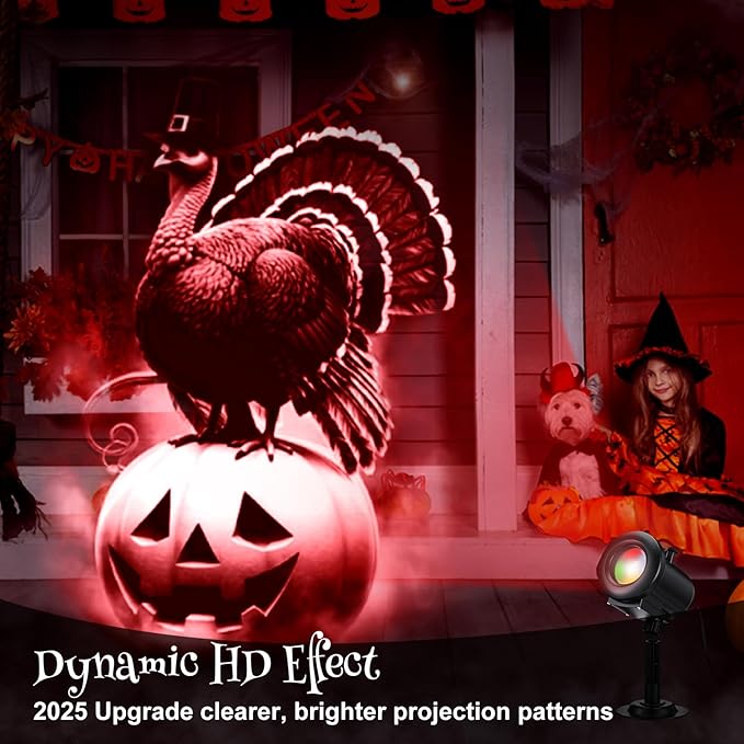 Christmas Projector Lights 2025 Upgrade 3D Dynamic Outdoor Indoor Decorations 4 Colors Light, with Remote and 12 HD Effects, Santa Claus Snowman Xmas for House Window Garden Decor
