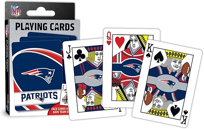 Masterpieces NFL New England Patriots Playing Cards - Premium Quality, Educational, and Fun Activity for Kids and Families - Great Gift Idea for Holidays, Birthdays, and Everyday Playtime