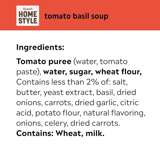 Campbell’s Homestyle Tomato Basil Soup, 16.3 oz Can (Pack of 12)