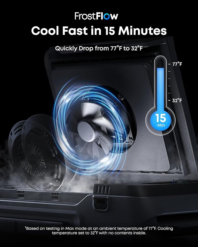 Anker SOLIX EverFrost 2 40L Cooler with Road Trip Kit, 42 qt Car Refrigerator, Electric Cooler with 288Wh Battery, Powered by AC/DC or Solar, for Camping, Travel, Fishing (Only 1 Battery Included)