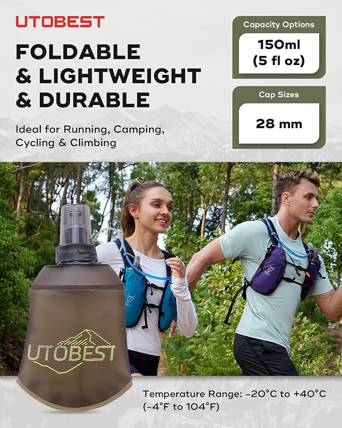 Soft Flask, 1 Pack Flexible TPU Hydration Water Bottle, Collapsible for Running, Hiking, Cycling, Climbing, and Marathon