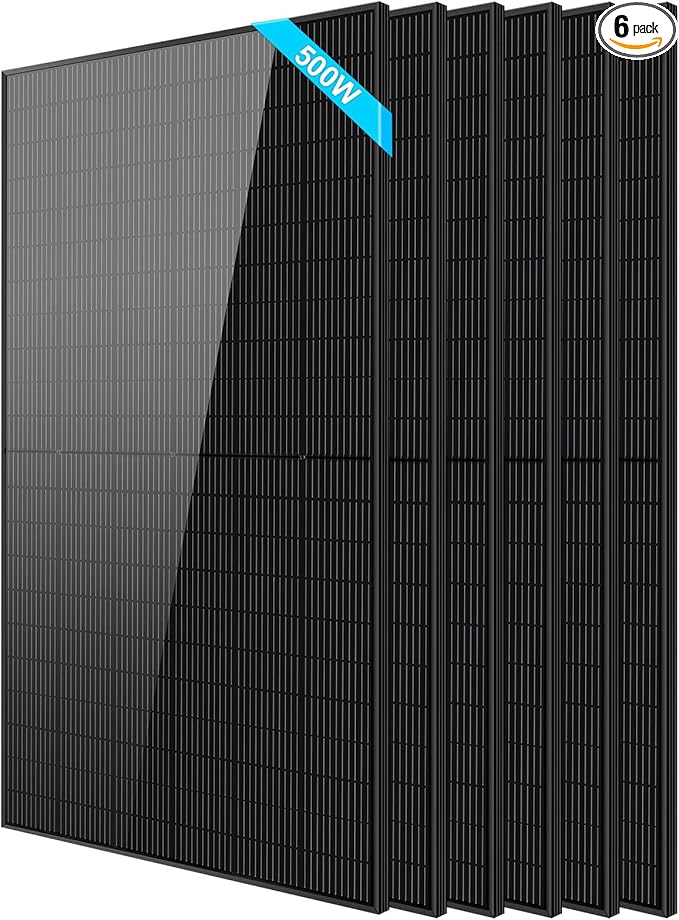 SUNGOLDPOWER 6PCS 500W Solar Panels Monocrystalline UL 61730, Grade A Solar Cell, Waterproof IP68, High Efficiency Solar Panel On/Off Grid Supplies for RV, Tiny House, Marine, Household (Total 3000W)