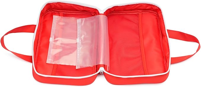 Compact Empty First Aid Kit Bag Emergency Trauma Medical Pouch Travel Medicine Organizer Bag for Home, Camping, Traveling, Car (Red)