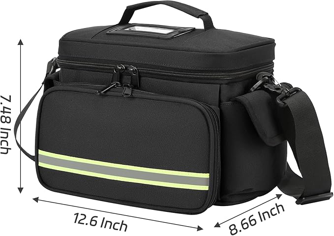 First aid Bag Black one Layer Empty Medical Bag Home Health Empty First Aid Storage Bag Medical Supplies Emergency Responder for Nursing Student,Therapist,Doctors