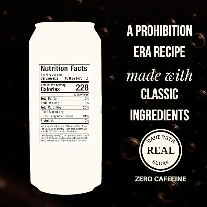 1919 Draft Root Beer 16oz Can, Real Sugar, Real Vanilla, Classic American Root Beer, 12-Pack