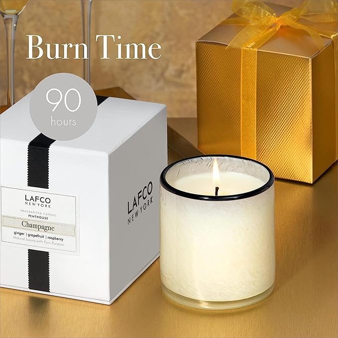 LAFCO New York Signature Candle, Champagne - 15.5 oz, 2 Pack - 90-Hour Burn Time - Reusable, Hand Blown Glass Vessel - Made in The USA