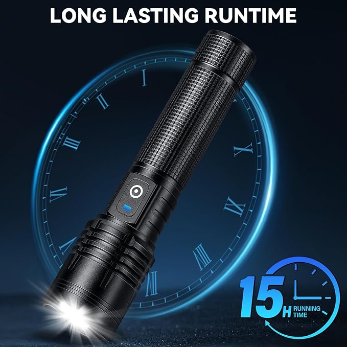 Flashlight Rechargeable LED High Lumens - 99,000 Lumens Super Bright Flashlights with 5 Modes, Adjustable,Waterproof Powerful Flash Light for Home, Camping(2 Pack)