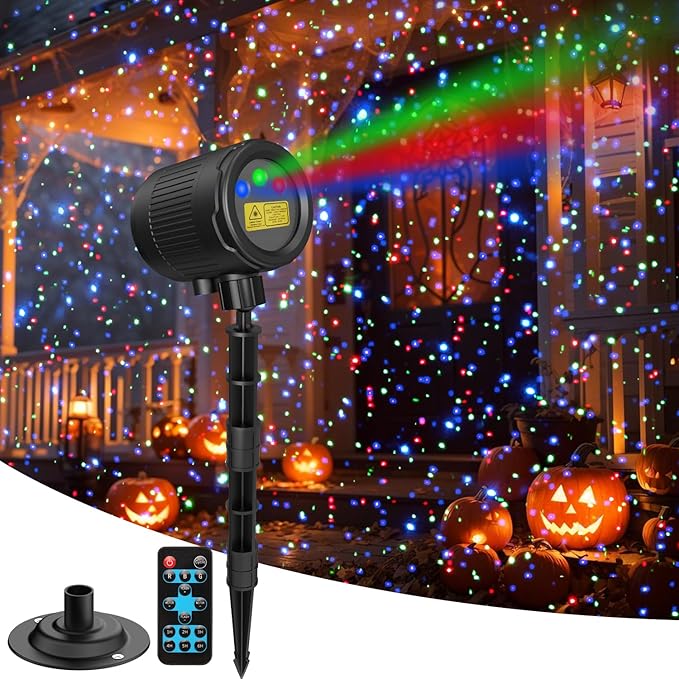 Halloween Laser Lights Outdoor, 3 Color RGB Laser Christmas Projector Lights Outdoor, Waterproof Holiday Laser Light Projector Outdoor Indoor for Home Yard Garden Decoration