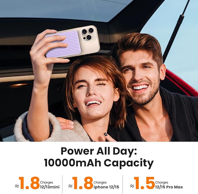 Magnetic Power Bank,Ultra Slim Wireless Portable Charger 10000mAh,20W PD Magnetic Power Bank Fast Charging,USB C in&Out Powerbank for iPhone 16/15/14/13/12 Pro Max
