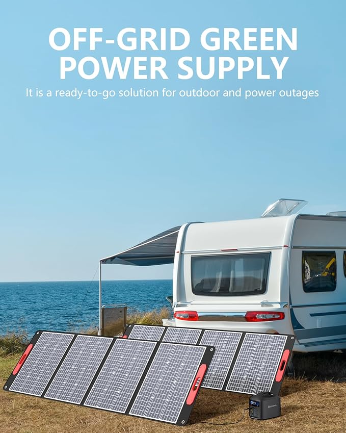 ELECAENTA 200W Portable Solar Panel, 25% High Efficiency (Upgraded Version), Ultra Light with Kickstands, Flexible and Foldable ETFE Solar Charger for Power Station Outdoor Camping RV Home Backup