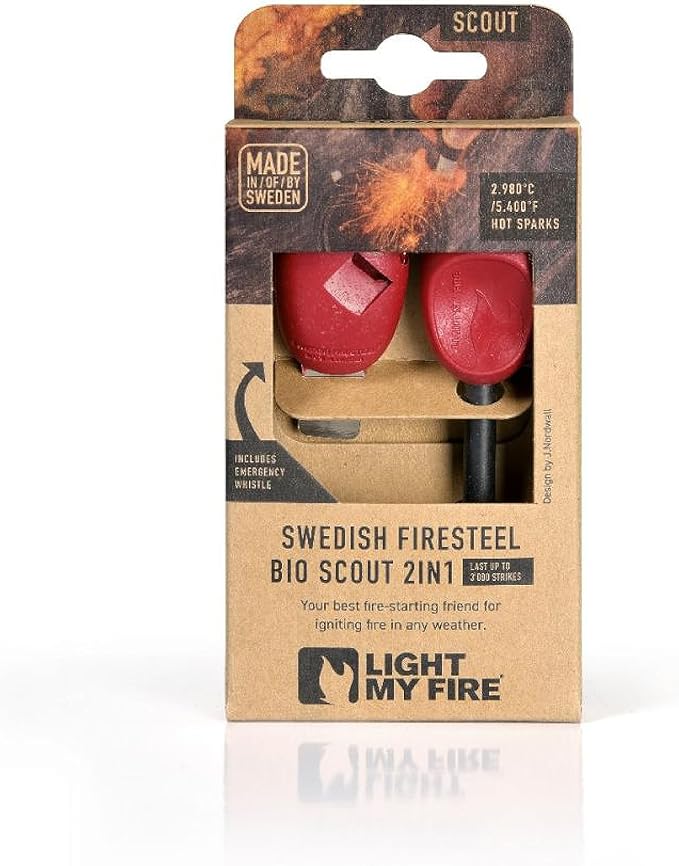 Light My Fire Flint Fire Starter Ferro Rod Survival Tool Scout — Fire Steel Bushcraft Gear — Flint and Steel Magnesium Fire Starter Kit — 2-in-1 Fire Starters for Campfires — 3,000 Strikes