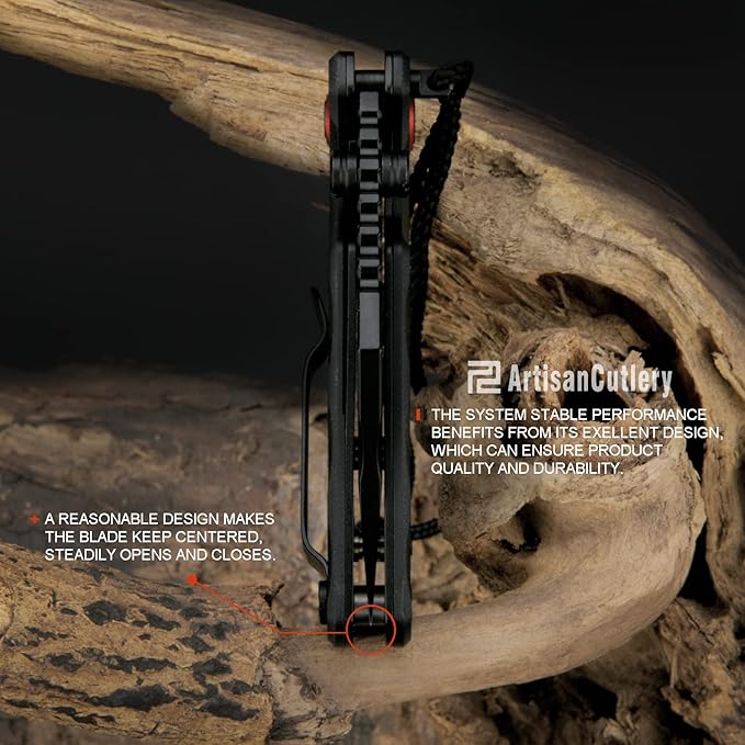 ARTISANCUTLERY Tactical Knife Proponent Subsize (1820PS) D2 Steel Black PVD Blade with G10 Handle, Black