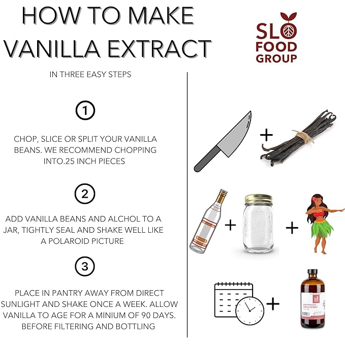 Slofoodgroup Gourmet Vanilla Beans, 8 Ounces Grade A Ugandan Vanilla Pods, Vanilla Beans For Cooking, Baking and Homemade Vanilla Extract