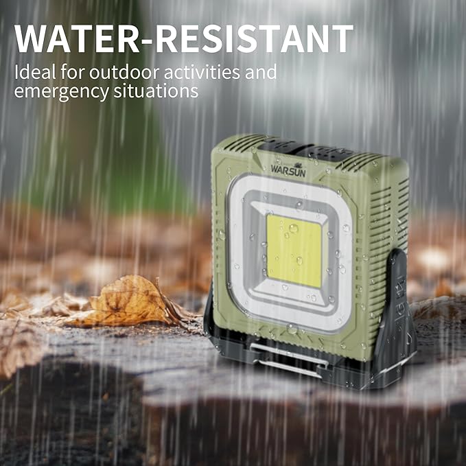 WARSUN 1000 Lumens Rechargeable Work Light ??Portable LED Camping Lantern with Tripod Mount, Type-C Charging, Magnetic Base, Hanging Hook, Multi Lighting Modes, for Outdoor, Hiking, Camping