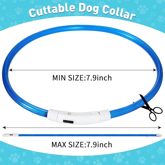Frienda 4 Pcs Dog Collar LED USB Rechargeable Lights Dog Necklace Collars Doggy Lights for Night Walking Adjustable Safety Lamp Pet Collars for Large Medium Small Puppy(Classic Style,4 Colors)