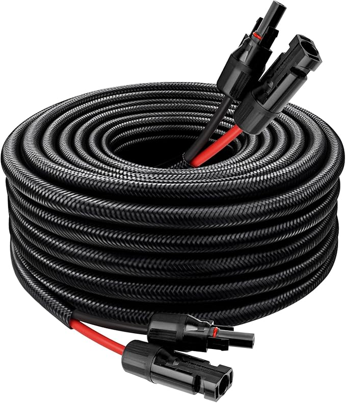 Solar Panel Extension Cable - 10AWG 20FT Solar Wire with Female & Male Waterproof Connector Flame Retardant Protective Sleeving PV Wire for RV, Photovoltaic Systems, Home, Boat, Solar Panels, Car