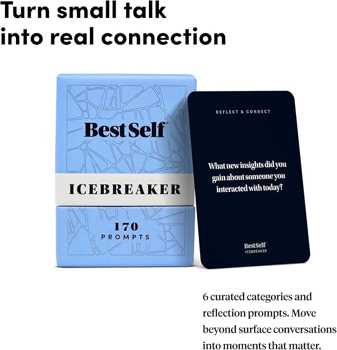 BestSelf Icebreaker Card Deck ??170 Conversation Starters to Spark Meaningful Connections | Ice Breaker Game for Adults, Friends & Couples | Date Night, Team Building & Family Card Game