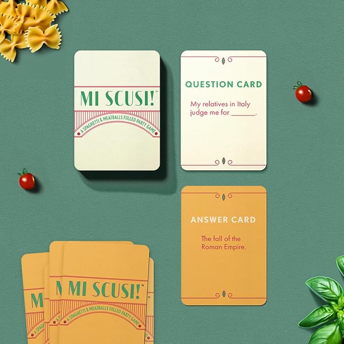 Mi Scusi Party Game - Hilarious Italian Family Card Game, Perfect for Game Night, Ages 14+, 2+ Players, 30 Minute Playtime, Made by Fitz Games