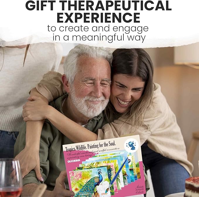 QUOKKA Dementia Activities for Seniors - Water Painting Alzheimers Products for Elderly - Reusable Activity Kits for Dementia Patients - Tropics Wildlife Relaxing Set