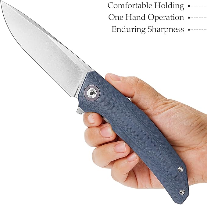 Folding Pocket Knife for Men,Hunting Outdoor Flipper EDC Knives,3.7in CPM S35VN Powder Steel Blade,Titanium Ring and Clip G10 Liner Lock Handle,Camping Tool,Phoenix-03G