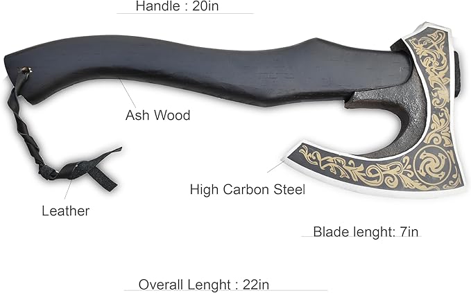 | Exquisite Handmade Viking Axe - Ideal for Collectors & Enthusiasts | Authentic, Artisan-Crafted | Medieval Styled Axe with Durable and Robust High Carbon Steel (GC-AX16)